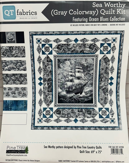 Sea Worthy Quilt ft. Ocean Blues (Gray Colorway) KIT
